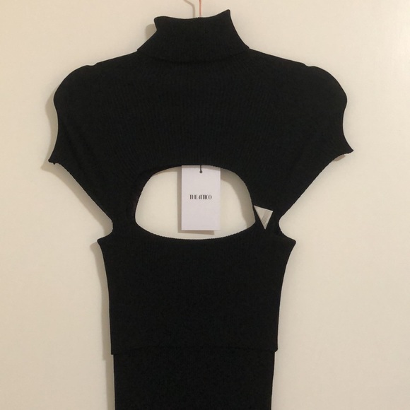 NEW THE ATTICO Midi Dress in Black - Bodycon Mock Neck Cutout Maxi - 38 / 2 - Picture 3 of 7